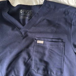 Figs Leon 3 Pocket Scrub Top Large Navy